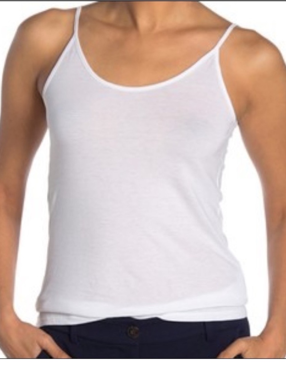 Vince White Spaghetti Strap Camisole Pima Cotton Sz S Minimalist Classic Luxury